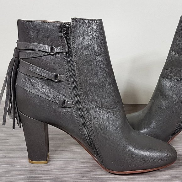 Halogen 'Sadee' Lace-Up Almond Toe Bootie, Grey Leather, Womens Size 9.5 M - Picture 6 of 11